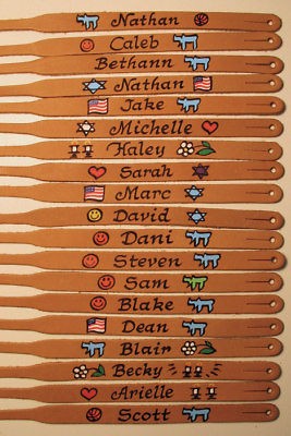 BAR MITZVAH GIFT LEATHER BRACELET PERSONALIZED NAMES