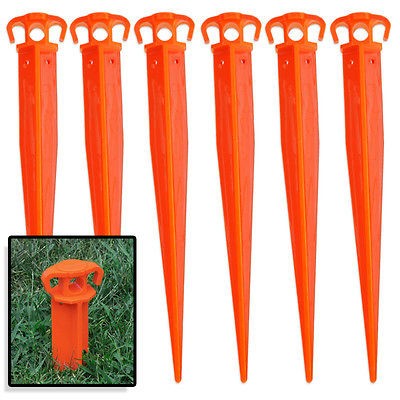 6pc Jumbo 16 Inch Tent Stakes Pegs   Heavy Duty Polymer   Landscaping 