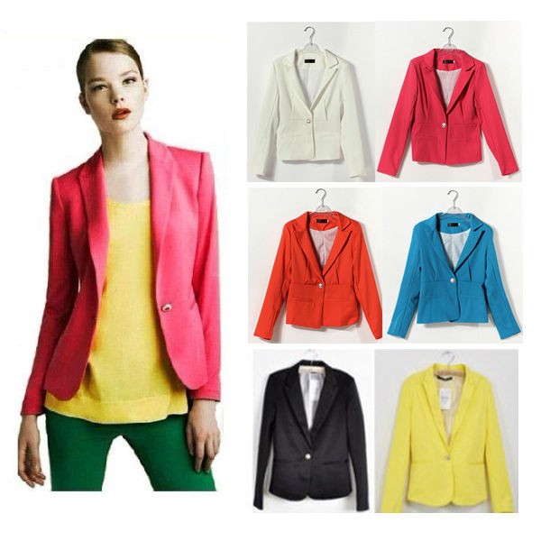 Sz XS XL 2012 Womens Tunic Foldable Sleeve Blazer Jacket One Button 