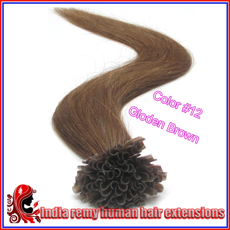 stick india remy human hair extensions u tip 18 0.5g/s 100s #12 