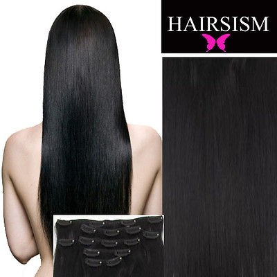 clip in human hair extensions black in Womens Hair Extensions