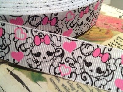 Damask Halloween Skull Grosgrain Ribbon Sold By The Yard