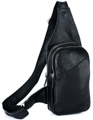 Genuine cowhide leather boys travel bag men sling backpack NWT