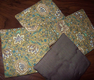 NEW Handmade Fabric Coasters Set Of 4 Brown Earthy Floral