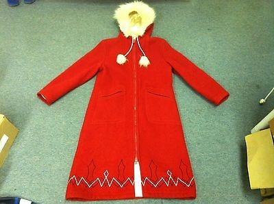 Vintage Hudsons Bay Pure Wool Eskimo Parka Coat Fur Hood Womens Size 