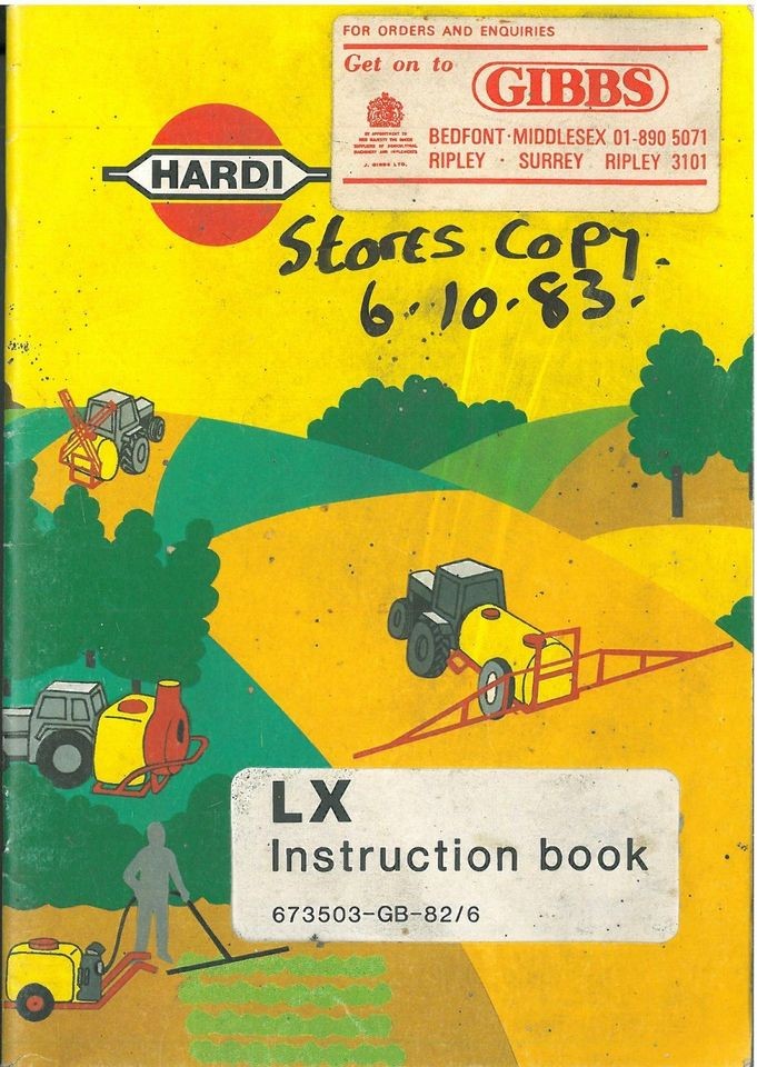 HARDI LX SPRAYER OPERATORS AND PARTS MANUAL   GTC7A