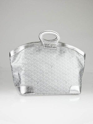 Goyard Metallic Argent Chevron Coated Canvas Beluga 70 MM Bag