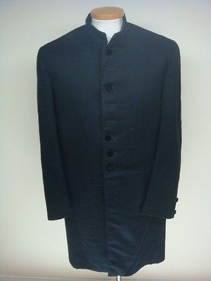 VINTAGE 20 MASONIC WOOL TUNIC GOTH TUXEDO BLACK WOOL COAT SZ 38