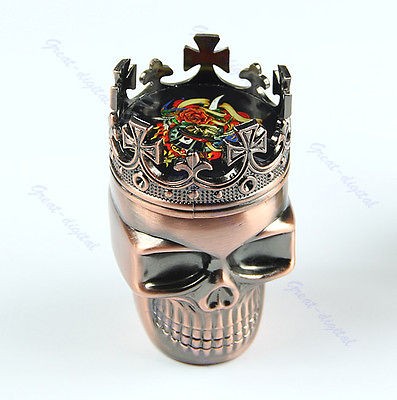 King Skull Shape Metal Tobacco Grinder Herb Smoke Grinders hand Muller 