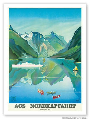 Vintage Travel Poster Norway Fjord Cruise HAPAG LLOYD 