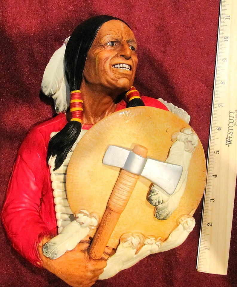 BOSSONS HEAD LARGE CHEYENNE NATIVE AMERICAN 1967 ENGLAND CHALKWARE 