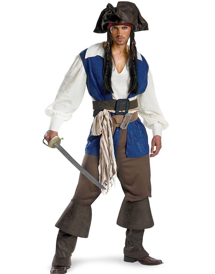   Of The Caribbean Captain Jack Sparrow Deluxe Mens Costume M 2XL