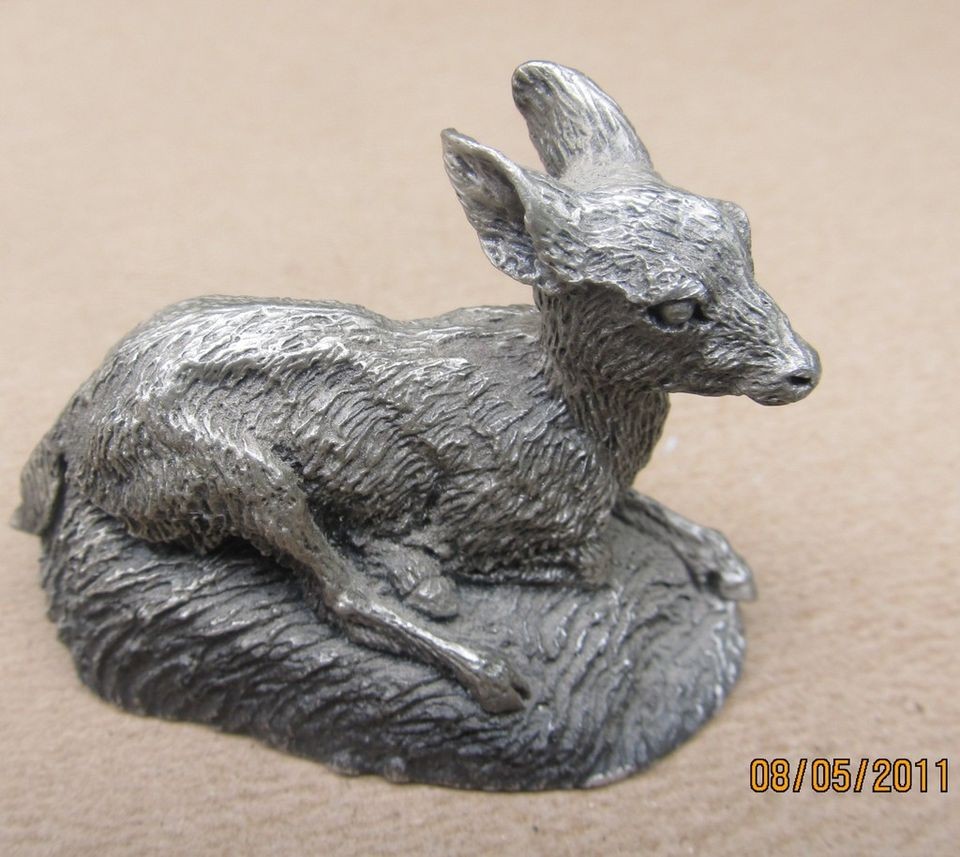 Vntg.Hudson Pewter 1978 Sitting Deer NN Deaton Signed