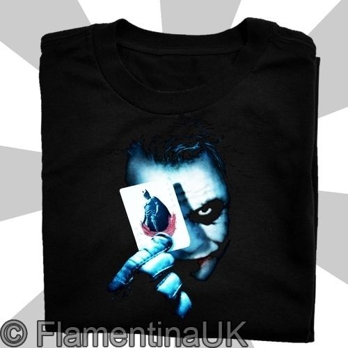 9131 JOKER CARD T SHIRT begins BATMAN dark knight HEATH LEDGER movie