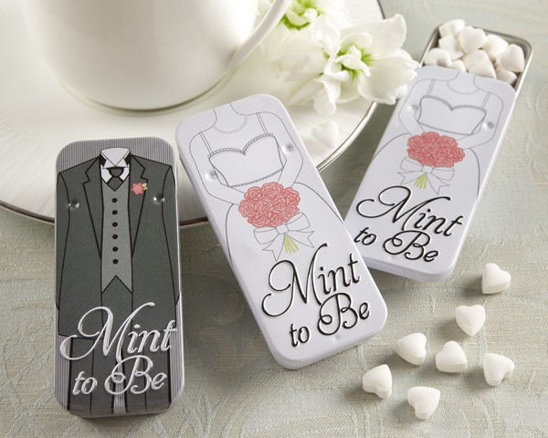 Mint to Be Heart Mints Bride Groom Tins Wedding Favors