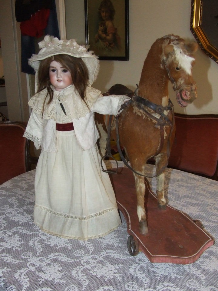 ANTIQUE BEAUTIFUL GENUINE COAT HORSE ON A PLATFORM GERMANY ar.1900