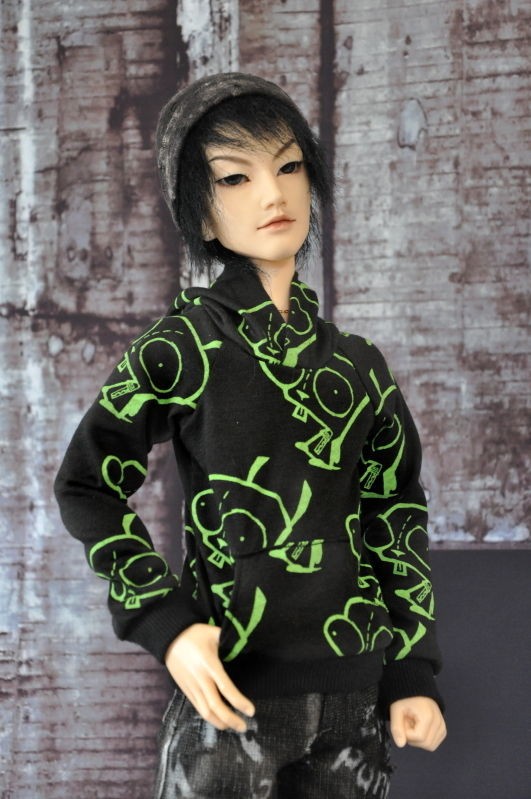 Gir Print Black Pocket Hoodie for SD Luts Elfdoll Dollfie 1/3 BJD