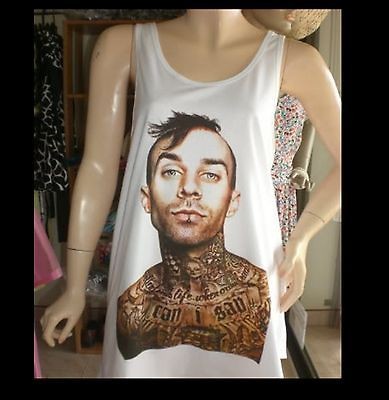 TRAVIS BARKER BLINK 182 LADIES T  SHIRT MINI DRESS TANK TOP SINGLET 