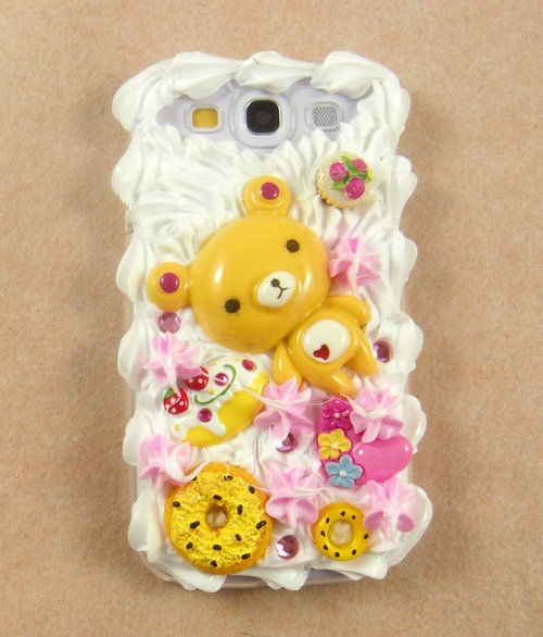 Cute Bear 3D Cake Ice Cream Hard Back Case for Samsung Galaxy S3 I9300 