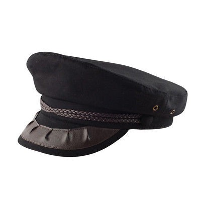 MENS COTTON YACHT CAPTAIN SAILOR BOAT HAT BLACK SMALL