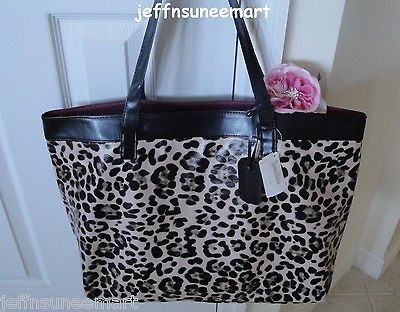 NEW  LEOPARD PRINT FAUX CROC LEATHER TOTE BAG HANDBAG 