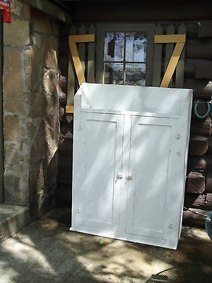 Vintage White Chippy Paint with Red Interior Jelly Cabinet Cupboard 