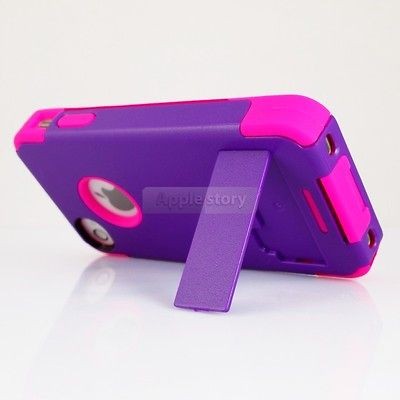 Purple/Pink Rugged Strong Durable Stand Combo Hard Soft Case For 