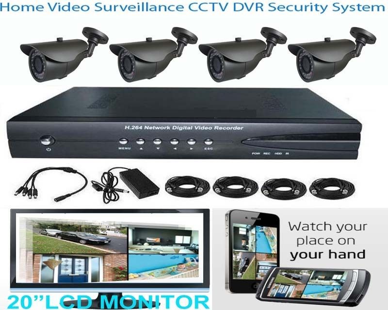   CCTV DVR Security Camera System 20 LCD Monitor System Sony CCD