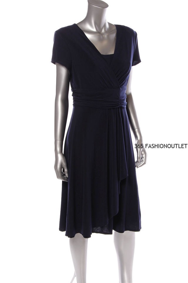 RICHARDS New Womens Ladies Drapped Wrap Style Jersey Dress Navy 