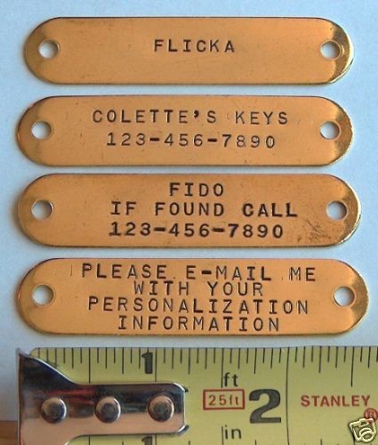 SILENT PERSONALIZED SOLID BRASS NAME ID TAG FOR DOG COLLARS VERY 