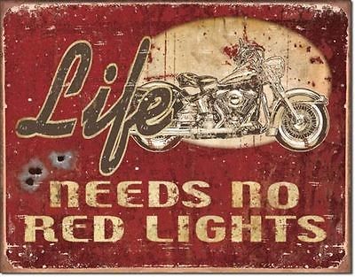   RED LIGHTS VINTAGE STYLE SIGN HARLEY,INDIAN,​HONDA,YAMAHA,S​UZUKI