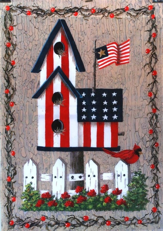 SPRING SUMMER USA LARGE FLAG PATRIOTIC BIRDHOUSES