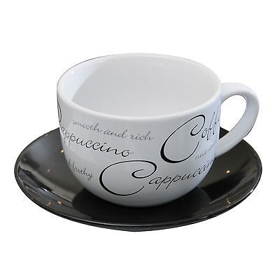 PRICE AND KENSINGTON SET OF 6 SCRIPT WHITE CERAMIC CAPPUCCINO CUP AND 