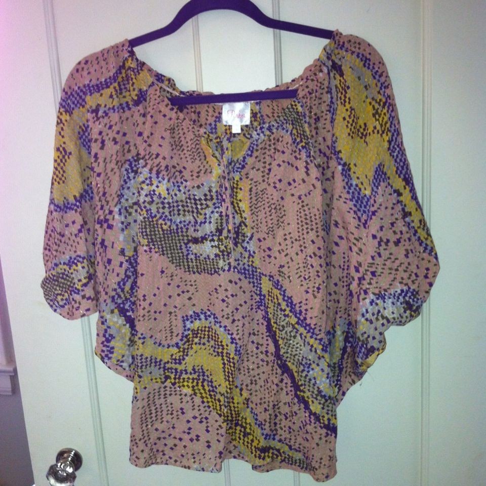 PARKER Multi Colored Dolman Sleeve Blouse Size S