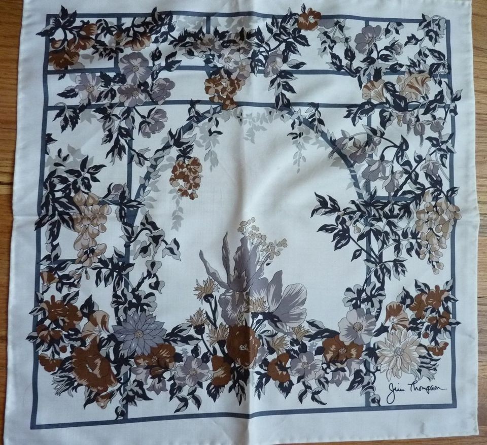 JIM THOMPSON FLORAL SILK BANDANNA SCARF 16 SQUARE