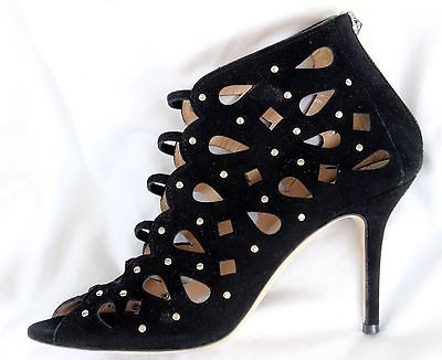   DAZZLE BABY***BLACK SUEDE JIMMY CHOO CUT OUT HEELS/BOOTIES*38