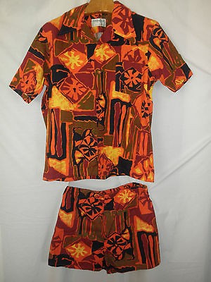   60s HAWAIIAN CABANA SET SHIRT SHORTS TRUNKS JANTZEN KONA KAI SURF XL