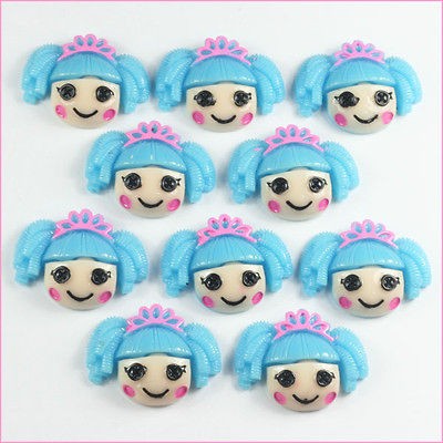 10pcs Resin Blue Hair Lalaloopsy Flatback Scrapbooking Hair Bow Center 