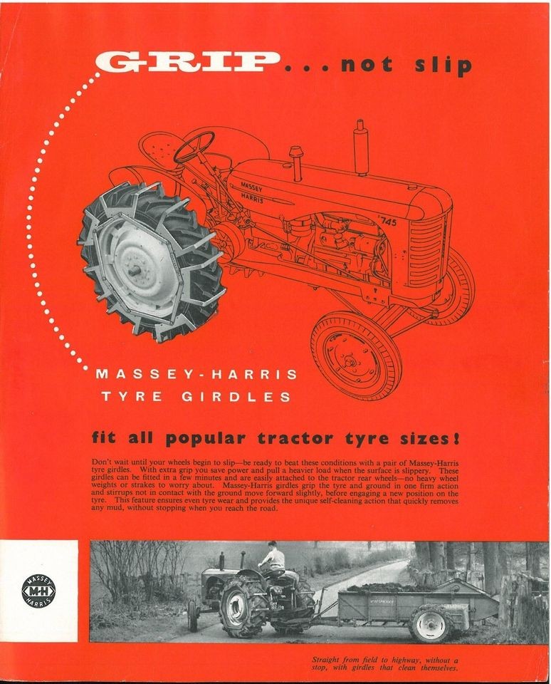 MASSEY HARRIS FERGUSON TRACTOR TYRE GIRDLES BROCHURE   V2