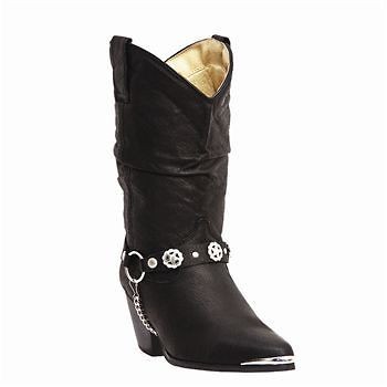 New Ladies Dingo Black Olivia Pigskin Slouch Cowboy Boots Wide Width 