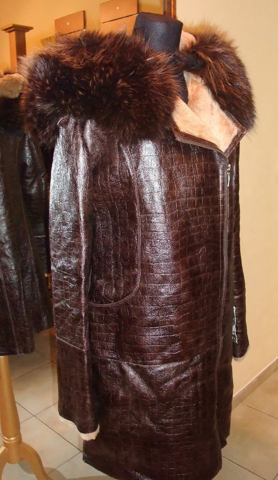   Lambskin john COAT REAL SHEARLING LEATHER FUR HOOD RACCOON S fox