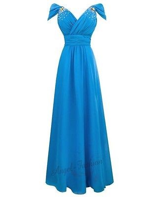 Convertible Cap Sleeve V Neck Gemstones Ruffle Evening Dresses 18 Blue