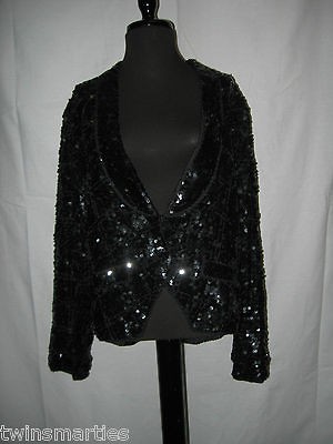 VINTAGE 70s/80s BLACK BEADED SEQUIN GLAM ROCKABILLY TROPHY JACKET