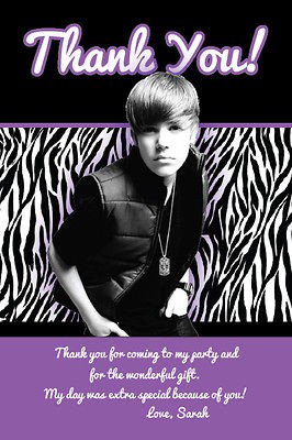 JUSTIN BIEBER Thank You Cards Printable Birthday Party U Print Pop 