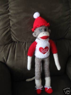 New, RED HEEL ROCKFORD SOCK MONKEY, I LOVE HUGS