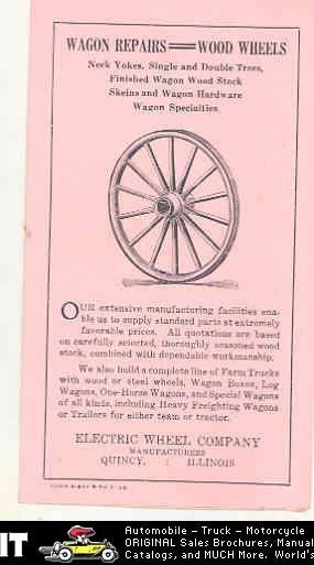   Farm Truck & Horse Drawn Wagon Wood Wheel Brochure Quincy Illinois