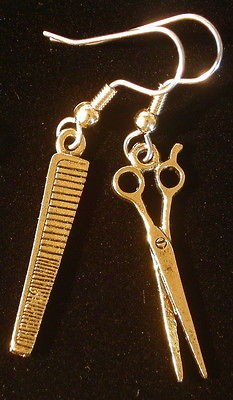 Hair Stylist Cosmetologist Earrings 24 karat Gold Plate