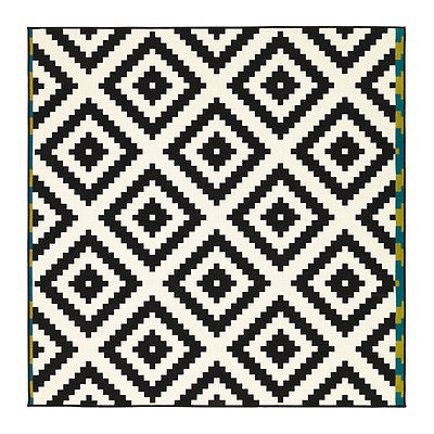 Newly listed Ikea Rug Low Pile Lappljung Ruta Black / White New