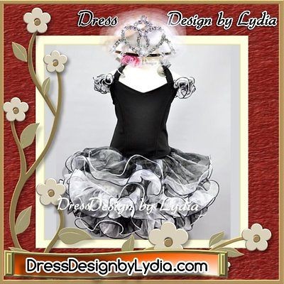 386Z CROWN   Black Little Miss America Pageant Glitz Back X Dress 9 