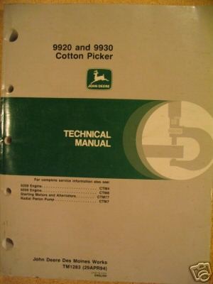 John Deere 9920 9930 Cotton Picker Technical Repair Operation & Test 